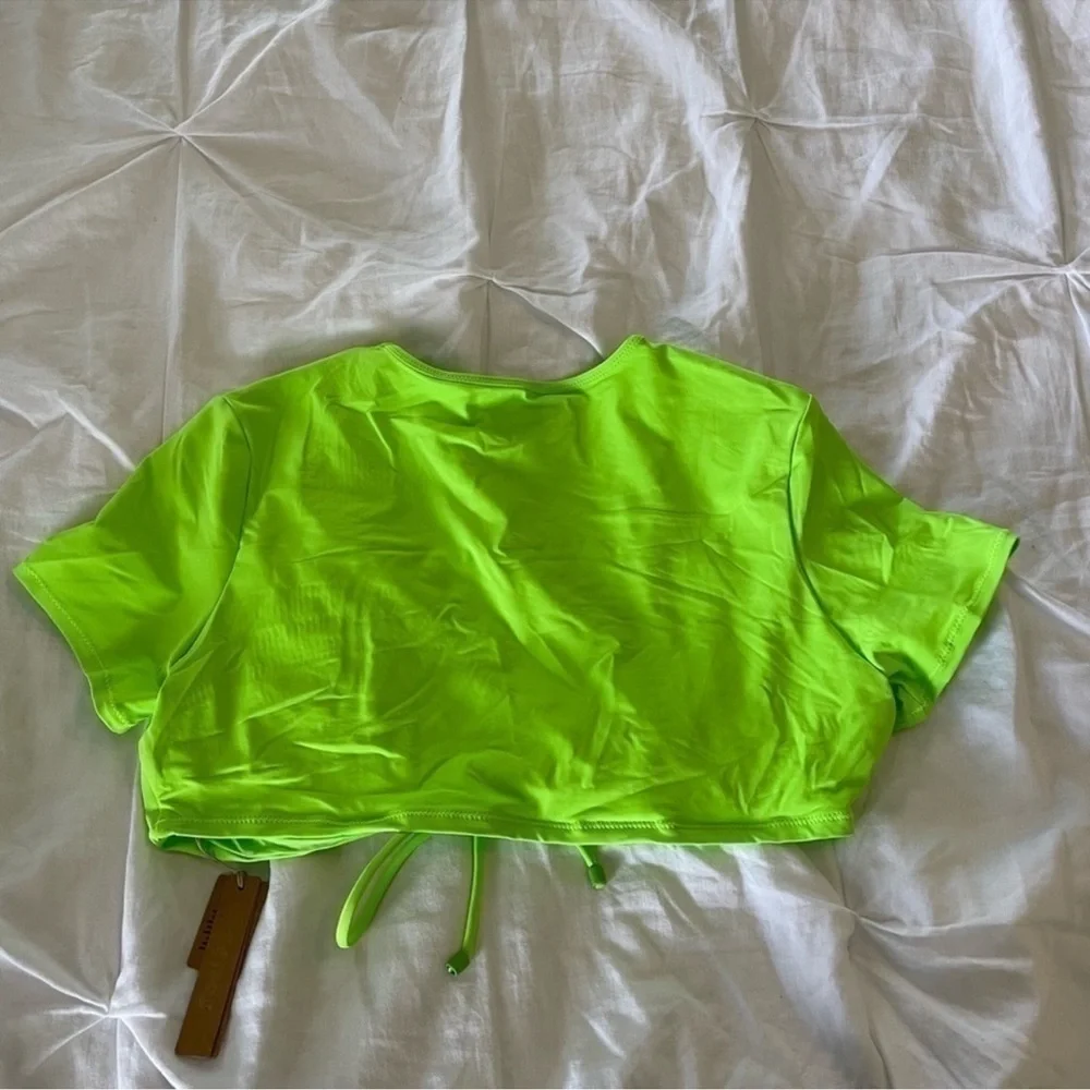 skims (B10) swim ruched tshirt NWT SIZE S NEON GREEN